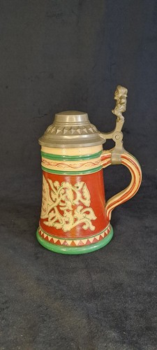 Alter bierkrug mit zinndeckel - alter,