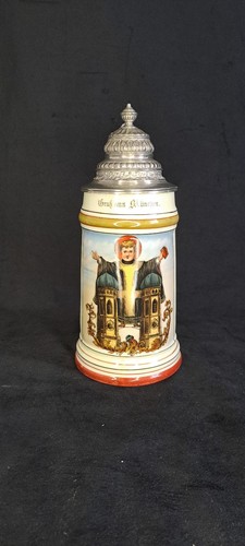 Alter bierkrug mit zinndeckel - mit,