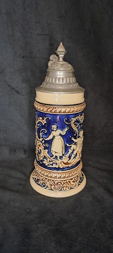 Alter bierkrug mit zinndeckel - alter,