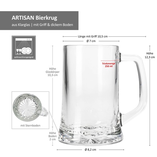 Artisan bierkrug 250ml - 250ml, mit