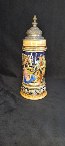 Alter bierkrug mit zinndeckel - alter,