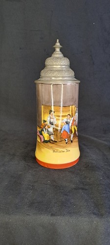 Alter bierkrug mit zinndeckel - alter,