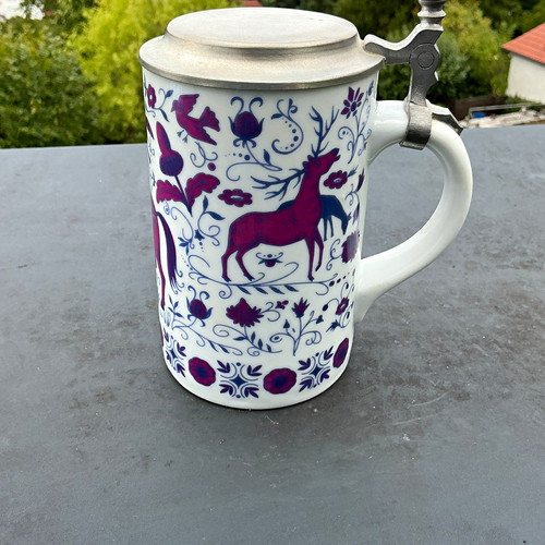 Porzellan bierkrug mit - porzellan,
