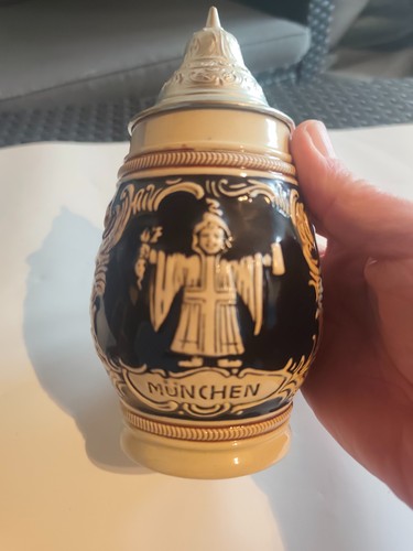 Bierkrug mit zinndeckel - mit, zinndeckel,