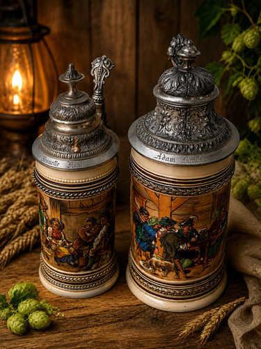Historisches bierkrug paar mit - bierkrug-paar,